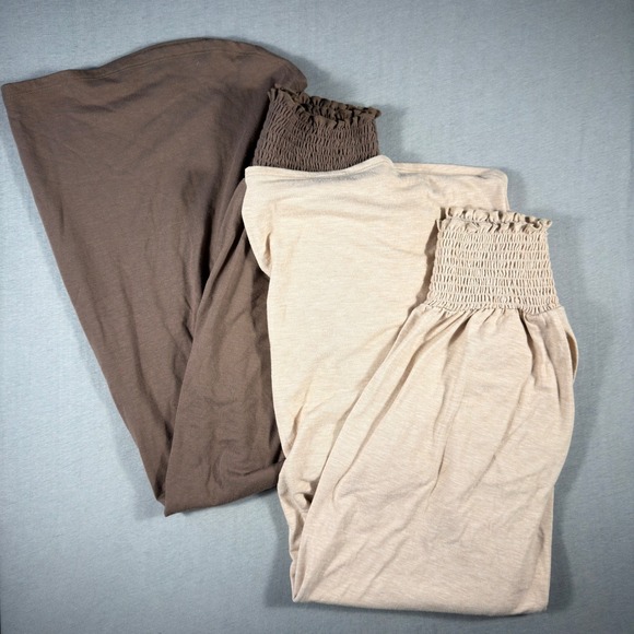 Zenana Dresses & Skirts - Zenana Womens Smocked Waist Maxi Skirt Bundle Mocha Oatmeal Size M
